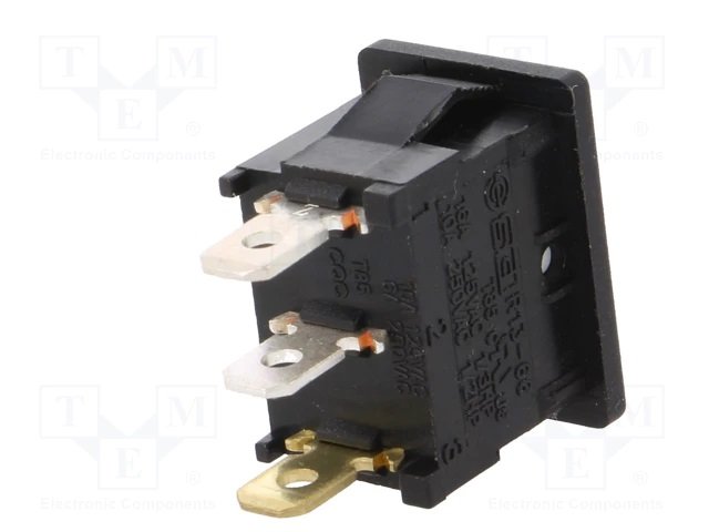 Taustiņslēdzis SPST, ON-OFF, 16A/12VDC, 15x21mm, LED12VDC(zaļš) 1 versija, melna krasa, ar fiksāciju