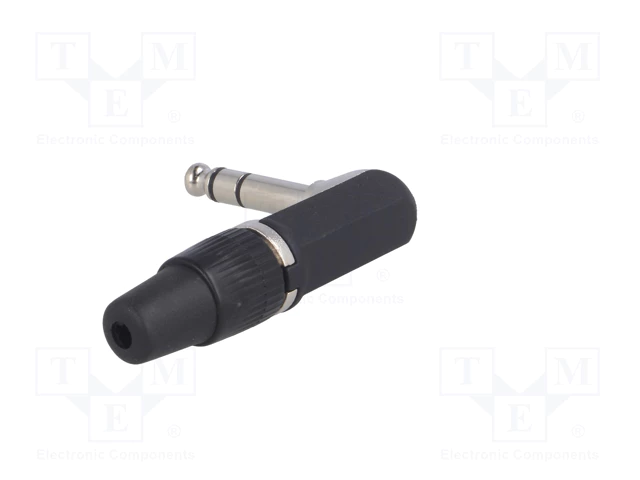 6.35mm štekers, stereo, plastmasas, uz vadu, peleks/melns, leņķisks 90°, CLIFF