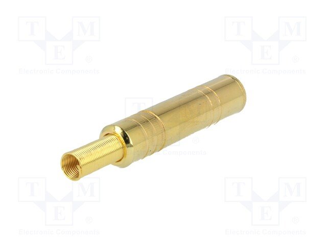 6.35mm ligzda, stereo, metālisks, uz vadu, GOLD