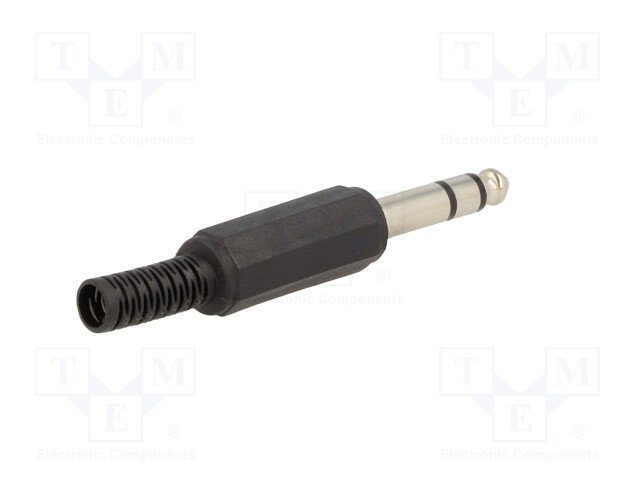 6.35mm štekers, stereo, plastmasas, uz vadu, ar amortizatoru