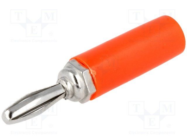 Testera štekers, 4mm, 10A/60VDC, L=46mm, vada Dmax=4.8mm, lodejamajs, sarkanā krasa