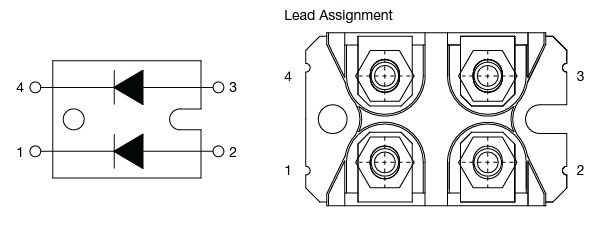 UFB280FA40 Diožu modulis - 2 diodes 400V, 2x140A, 40ns, SOT227B