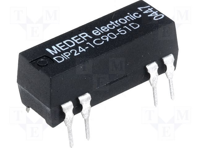 Herkona relejs, 24V(16.8-30V), SPDT, 0.5A/100V, viens kontakts(AgCdO), 14x7x6mm
