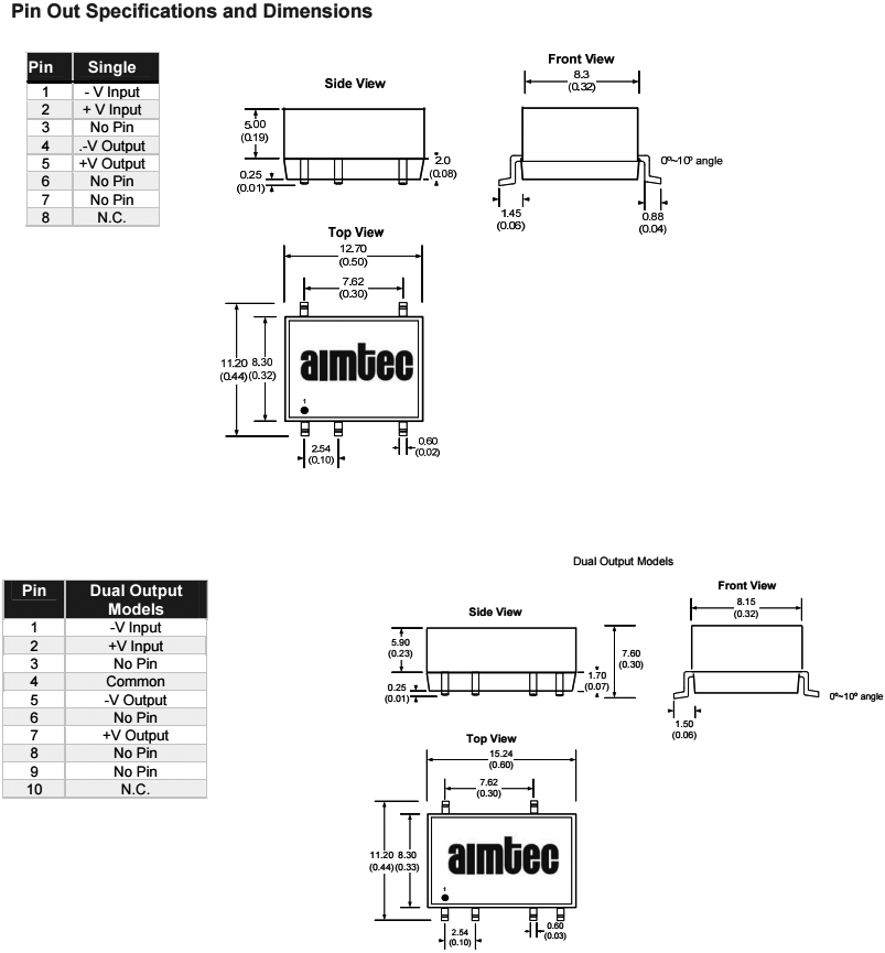 DC1L-1205S Converter DC/DC 12V=>5V, 1W, 200mA, SMD