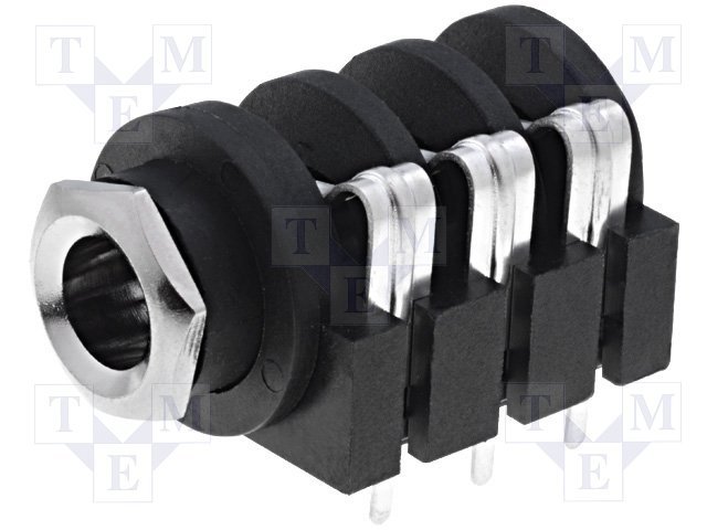 6.35mm ligzda, stereo, plastmasas, THT, skrūvejamas šasijai M9, plastmasu uzgrieznis sudrabota, 2 x on/off, AMPHENOL