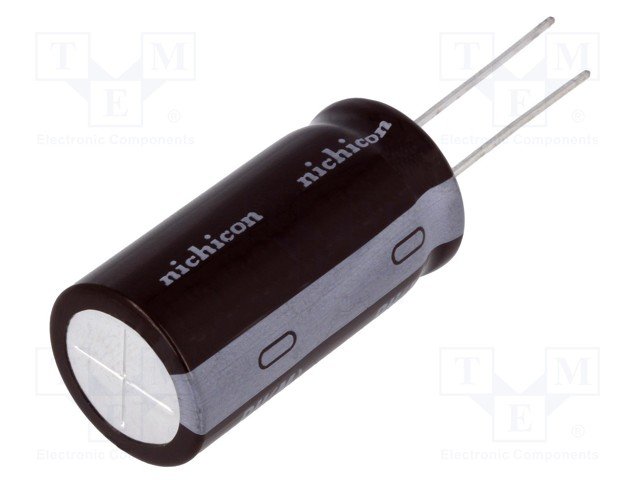 220/400V, 105C, Ø18x46mm, ±20%, Kondensators elektrolītisks, 2000h, NICHICON, ar lokaniem ivadiem