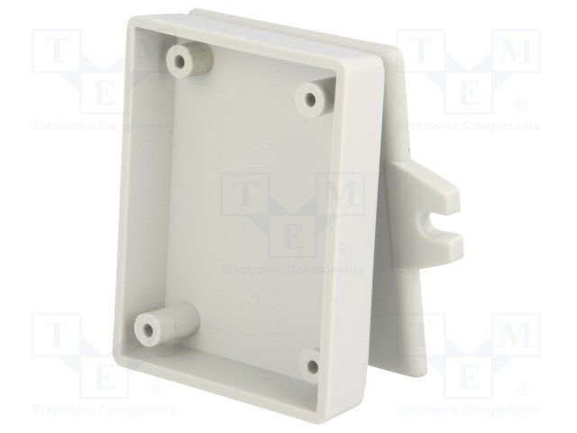 Plastmasas korpuss, 49x64x17mm, polistirens, pelēkā krasa, ar piestiprinājumiem