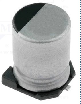 22/6.3V SMD 105C, Ø4x5.3mm, ±20%, elektrolitiskais kondensators, 1000h, SAMWHA