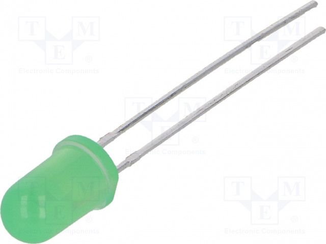 5mm, zaļa, 9...15mcd, 40°, 2.2..2.6V/20mA, 568nm, gaismas diode