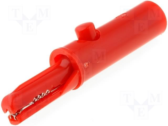 Testera kleps (krokodil) 3A sarkans, 2mm ligzda