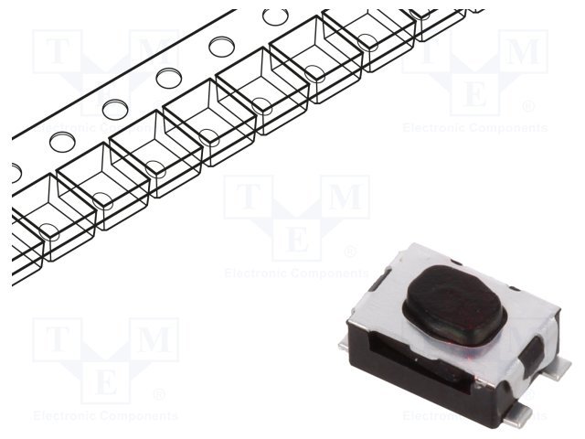 Mikroslēdzejs horizontāls, SPST-NO, OFF-(ON), 0.05A/32VDC, SMD, 4.2x2.8x1.4mm, 1.2N, L=0.5mm, IP40