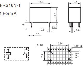 Relejs DC24V, SPST-NO, 5A/250VAC, 5A/30VDC, 2.8kΩ(8.3mA), viens kontakts uz saslēgšanu, 17.6x10.1x12.3mm, FORWARD INDUSTRIAL CO.