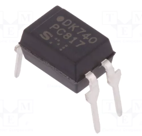 PC817C Optrons, izeja fototranzistors, 5kV, 80V, 50-600%@5mA, 4µs, DIP4