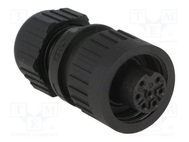 7Pin rūpņiecības savienotājs uz vadu "mama" dakša, 10A/250V, IP67, apaļš, serija CA