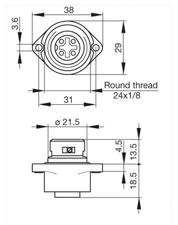 4Pin rūpņiecības savienotājs sasijai "mama" ligzda, 16A/400V, IP67, apaļš, serija CA