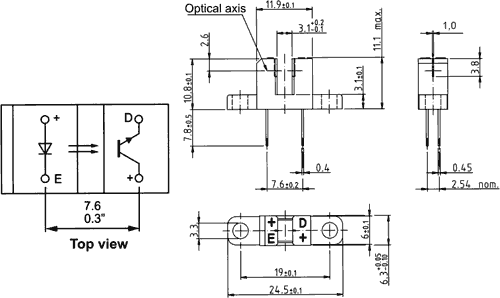 TCSS2300 spraugas optopara 2.5%@20mA, 3.1mm