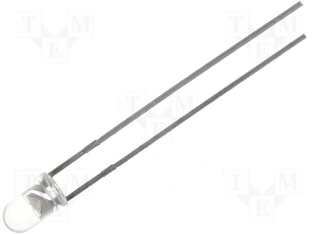 3mm, auksta balta, 1150...5500mcd, 50°, 2.8...3.6V/30mA, gaismas diode