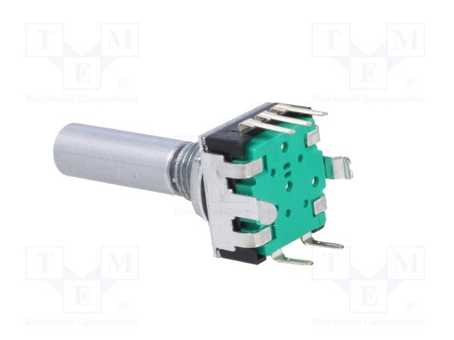 Enkoders, 24imp/revol., 12.5x13.4mm, L=25mm, metāla rokturis D=6mm, D-profils, vertīkals, ar spiedpogu