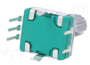 Enkoders, 30imp/revol., 11.7x13.75, L=6.3mm, metala rokturis D=6mm, horizontals, divas fazas A un B, ar pogu