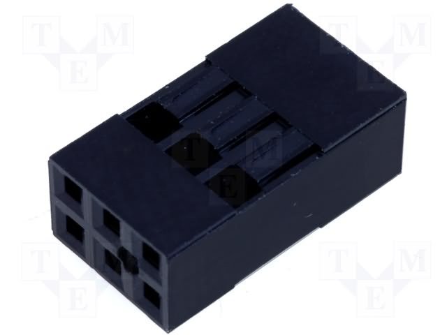 6(2x3)pin, 2.54mm, divas rindas, korpuss uz vadu, plastmasa
