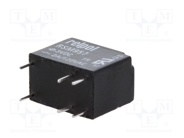 Relejs DC3V, DPDT, 2x0.5A/120VAC, 2x1A/24VDC, 60R(50mA), IP64, divi kontakti uz pārslēgšanu, 20x9.8x12mm, ZETTLER