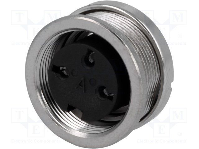 3Pin rūpņiecības savienotājs sasijai "mama" ligzda, 5A/300V, IP40, Ag, apaļš, serija C091A