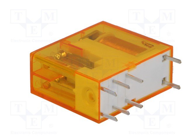 Relejs 110VAC, DPDT, 2x8A/250VAC, 2x8A/30VDC, 6.9kΩ(16mA), divi kontakti, 29.0x12.4x25mm, FINDER