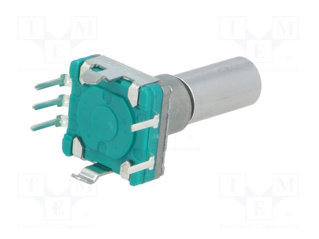 Enkoders, 15imp/revol., 11.7x12, L=20mm, metāla rokturis D=6mm, vertīkals, ar spiedpogu, bez vītnes