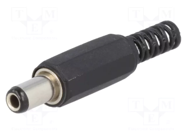 5.5x2.5mm, L=9mm, štekers, lodējams, uz vadu, ar amortizatoriu, taisns