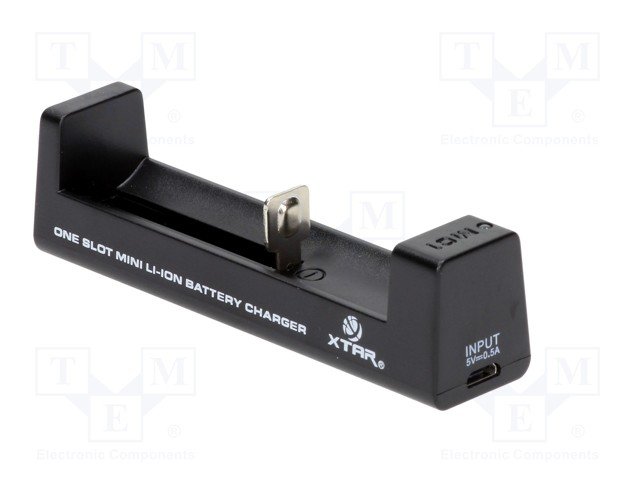 LADE Li-ion, 1 aku., 3.6/3.7V, 0.5A, 10440/14500/14650/16340/17335/17500/17670/18350/18500/18650/18700/22650 5V(miniUSB), akumulatoru lādētajs, 140gr.