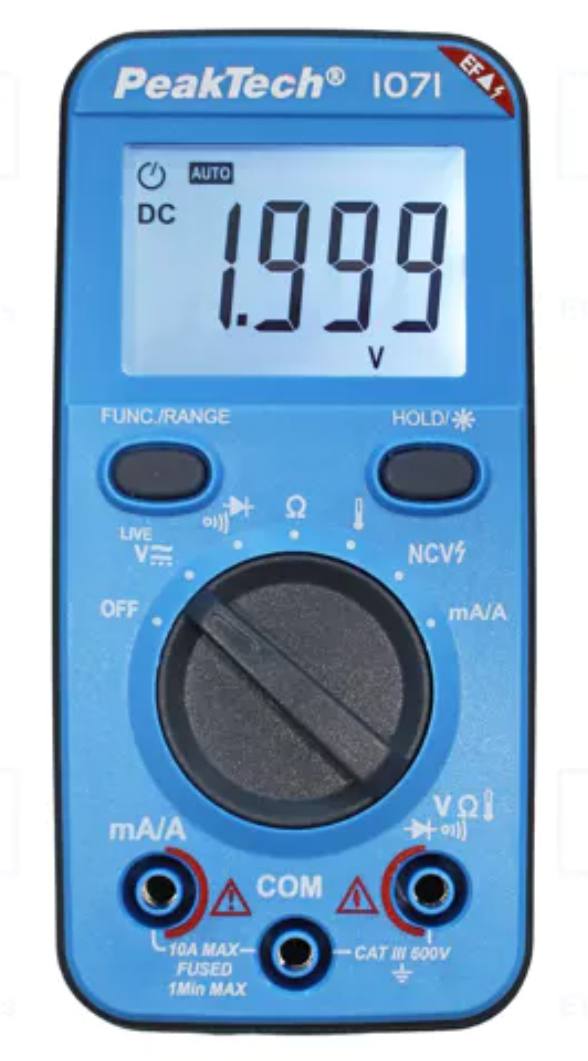 P1071 Multimetrs (barošana LR03, AAA, 1.5V x2), PEAKTECH