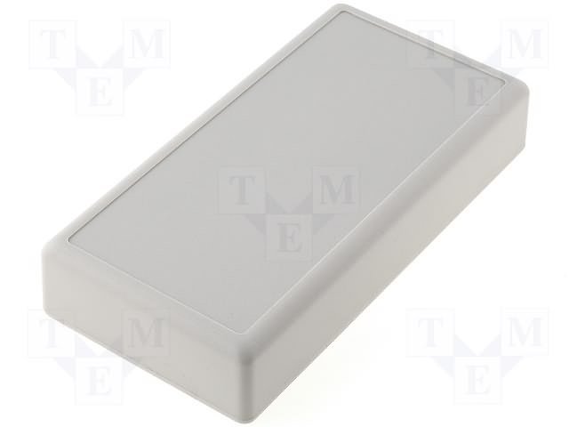 Plastmasas korpuss, 61x121x23mm, ABS, ar bateriju nodalījumu, pelēkā krasa