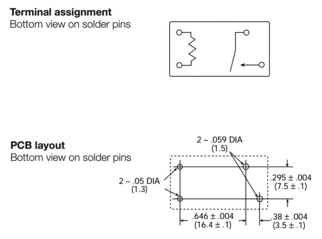 Relejs DC12V, SPST-NO, 10A/250VAC, 10A/24VDC, 620R(19.3mA), viens kontakts uz saslēgšanu, 24x10x25mm, TE Connectivity