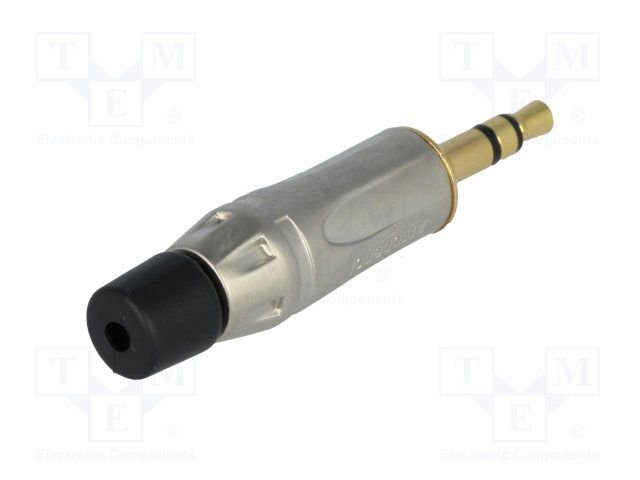 3.5mm štekers, stereo, metālisks, uz vadu, ar amortizatoru, GOLD/sudrabots, AMPHENOL