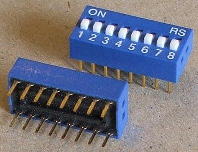 Pārslēdzējs slīdbīdņu DIP-8*2.54, ON-OFF, 0.05A/12VDC, horizontala veida
