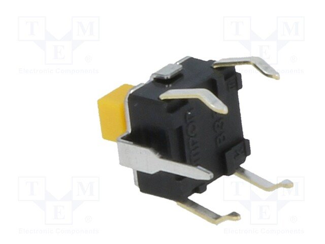 Mikroslēdzejs horizontāls, 6x6x4mm, SPST-NO, OFF-(ON), THT, 0.05A/24VDC, 1.47N, L=3.5mm, ar zeme, kvadrātveida stienis, OMRON