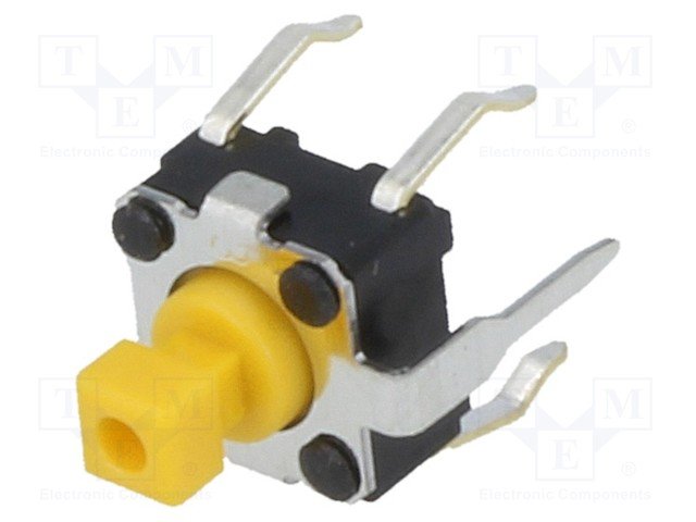 Mikroslēdzejs horizontāls, 6x6x4mm, SPST-NO, OFF-(ON), THT, 0.05A/24VDC, 1.47N, L=3.5mm, ar zeme, kvadrātveida stienis, OMRON