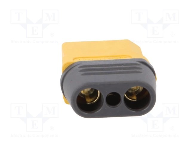 2Pin, XT90, "mama", 500V, 40A, 10AWG, lodejama vadam, pelēks korpuss