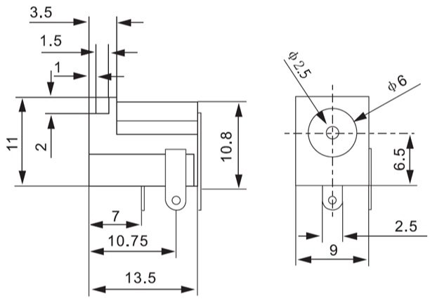2.5*5.5mm, ligzda, vadam, on/off, 2A/12VDC, NINIGI