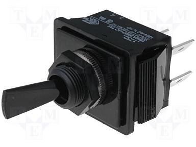 Tumblers, DPST-NO, OFF-ON, 16A/250VAC, lodēšanai, 6.3x0.8mm, M12, 35x30.2x19.2mm, poliamids, ARCOLECTRIC, ar fiksaciju