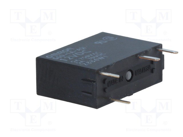 Relejs DC12V, SPST-NO, 5A/250VAC, 5A/30VDC, 720R(16.7mA), viens kontakts uz saslēgšanu, 17.5x6.5x12.5mm, OMRON