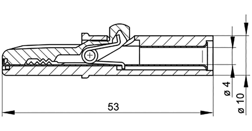 Testera kleps (krokodils), 6A, melna krasa, 4mm ligzda, Hirschmann