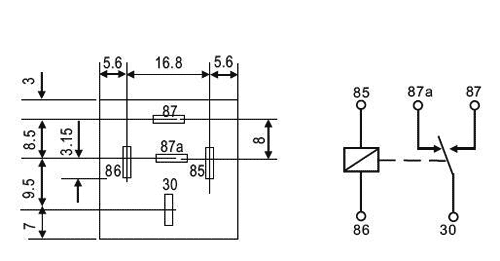 Relejs DC12V, SPDT, 30A/12VDC, 80R(150mA), viens kontakts uz pārslēgšanu, pamats(RS-D03), RAYEX ELECTRONICS