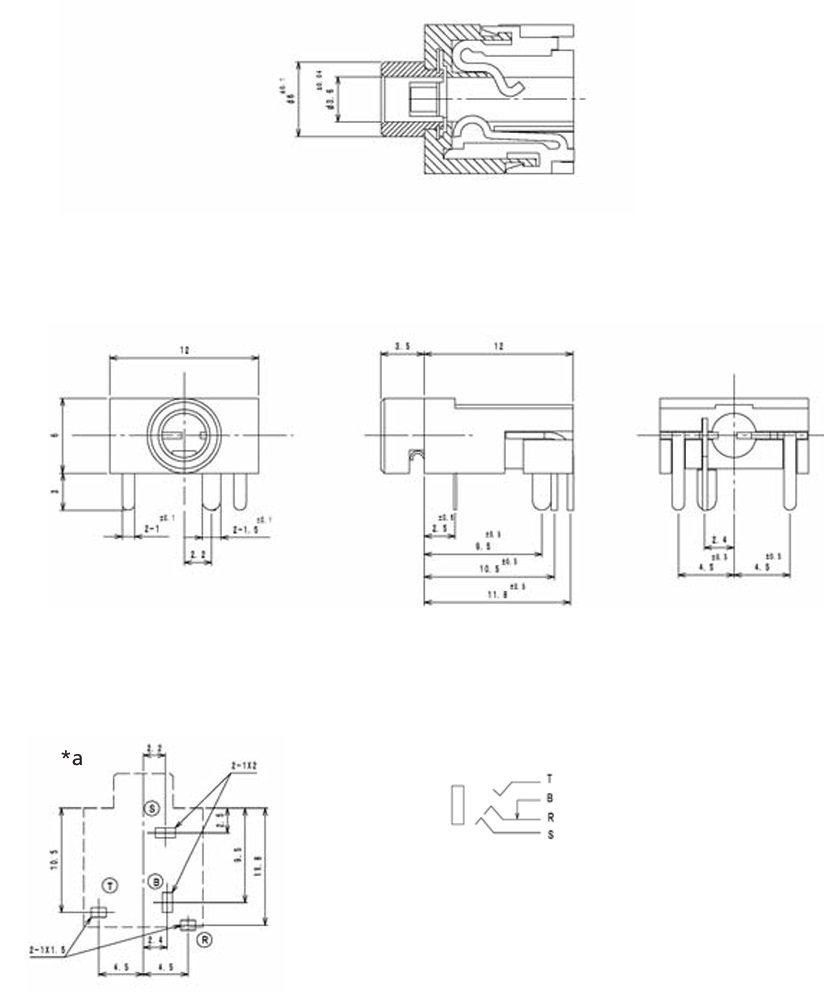 3.5mm ligzda, stereo, plastmasas, THT, LUMBERG