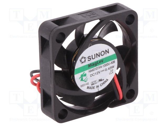 40x40x10mm, DC12V, MagLev, 9.13m3/h, 15.7dBA, 5000rpm, 0.43W, Ventilators