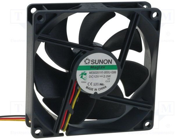 92x92x25mm, DC12V, MagLev, 87.5m3/h, 34db, 3000RPM, 2.0W, Ventilators ar sensoru tipa F
