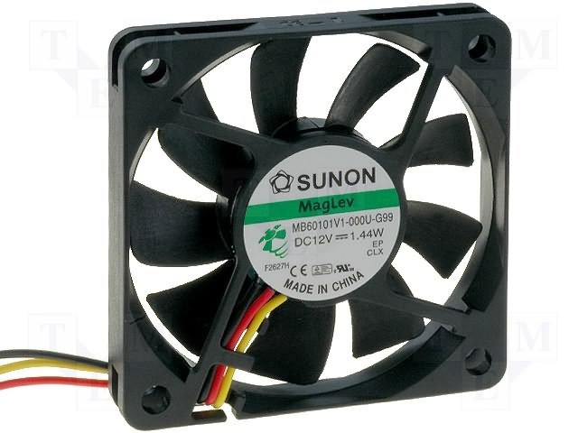60x60x10mm, DC12V, MagLev, 27.55m3/h, 28.5dBA, 4000rpm, 1.3W, Ventilators ar devejiem