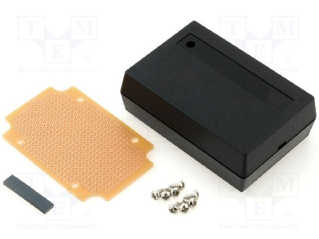 Plastmasas korpuss, 59x88x30mm, ABS, melnā krasa, ar plati