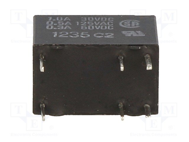 Relejs DC5V, SPDT, 0.5A/125VAC, 1A/24VDC, 166.7Ω(30mA), viens kontakts uz pārslēgšanu, 12.5x7.5x10mm, OMRON
