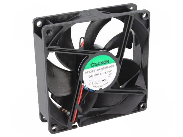 92x92x25mm, DC12V, ritgultnis, 127.42m3/h, 46.1dBA, 4500RPM, 4.32W, Ventilators